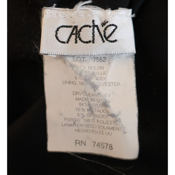 Vintage Cache Black Metallic Asymmetrical Dress Y2K 90s Glam Beaded Size‎ XXS - Picture 3 of 11